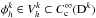 \hbox{$\phi^k_h \in \V^k_h \subset C_\text{c}^\infty(\D^k)$}