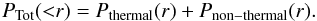 \appendix \setcounter{section}{1} \begin{eqnarray} P_{\rm Tot}({<}r) = P_{\rm thermal}(r)+P_{\rm non-thermal}(r). \end{eqnarray}