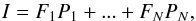 \begin{equation} I = F_1P_1+...+F_NP_N , \end{equation}