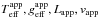 \hbox{$T_{\rm eff}^{\rm app},g_{\rm eff}^{\rm app},L_{\rm app},v_{\rm app}$}