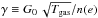 \hbox{$\gamma\equiv G_{0}\,\sqrt{T_{\rm gas}}/n(e)$}