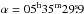 \hbox{$\alpha = 05 ^{\rm h} 35^{\rm m} 29\fs 9$}