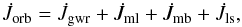 \begin{equation} \dot{J}_{\rm orb} = \dot{J}_{\rm gwr} + \dot{J}_{\rm ml} +\dot{J}_{ \rm mb} + \dot{J}_{\rm ls}, \label{orbital_angular_momentum} \end{equation}