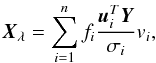 \appendix \setcounter{section}{1} \begin{equation} \vec{X}_\lambda=\sum_{i=1}^{n} f_{i} \frac{\vec{u}_{i}^{T} \vec{Y}}{ \sigma_{i}} v_{i}, \end{equation}