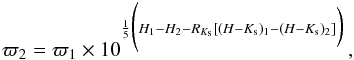 \begin{equation} \label{tw_plx} \varpi_2 = \varpi_1 \times 10^{\frac{1}{5}\Bigg(H_{1} - H_{2} - R_{K_{\rm s}}[(H-K_{\rm s})_1 - (H-K_{\rm s})_2] \bigg)} \, , \end{equation}