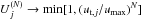 \hbox{$U_j^{(N)} \rightarrow \min[1, (u_{{\rm t}, j}/u_{\rm max})^N]$}