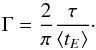 \begin{equation} \Gamma = \frac{2}{\pi} \frac{\tau}{\langle t_E \rangle}\cdot \label{eq:eventrate} \end{equation}