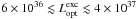 \hbox{$6\times10^{36}\lesssim L_{\rm opt}^{\rm exc} \lesssim 4\times10^{37}$}