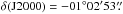 \hbox{$\delta({\rm J2000}) = -01\degr 02\arcmin 53\farcs$}