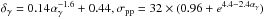 \hbox{$\delta_{\gamma}=0.14\alpha^{-1.6}_\gamma + 0.44, \sigma_{\rm pp}=32\times(0.96 + e^{4.4-2.4\alpha_\gamma})\:$}