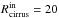 \hbox{$R_{\rm{cirrus}}^{\rm{in}}=20$}