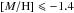 \hbox{$[M/{\rm H}]\leqslant -1.4$}