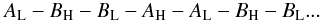 \begin{eqnarray} A_{\rm L} - B_{\rm H} - B_{\rm L} - A_{\rm H} - A_{\rm L} - B_{\rm H} - B_{\rm L}...\nonumber \end{eqnarray}