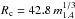 \hbox{$R_{\rm c}=42.8\,m_{1.4}^{1/3}$}