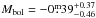 \hbox{$M_{\rm bol} = -0\fm39^{+0.37}_{-0.46}$}