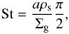 \begin{equation} \textrm{St}=\frac{a\rho_{\rm s}}{\Sigma_{\rm g}}\frac{\pi}{2}, \label{eq:stokes} \end{equation}