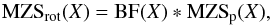 \begin{equation} {\rm MZS}_{\rm rot}(X) = {\rm BF}(X) * {\rm MZS}_{\rm p}(X), \label{BFmzs} \end{equation}