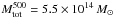 \hbox{$M^{500}_{\rm tot}=5.5\times10^{14}\,{M}_{\odot}$}