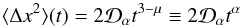 \appendix \setcounter{section}{1} \begin{equation} \langle \Delta x^2 \rangle (t) = 2 {\cal D}_{\alpha}t^{3-\mu}\equiv 2{\cal D}_{\alpha}t^{\alpha} \end{equation}
