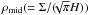 \hbox{$\rho_{\rm mid} (=\Sigma /(\!\!\sqrt{\pi} H))$}