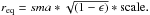 \hbox{$r_{\rm eq}=sma*\sqrt{(1-\epsilon)}*\rm scale.$}