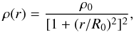 \begin{equation} \label{ost} \rho(r)=\frac{\rho_0}{[1+(r/R_0)^2]^2}, \end{equation}