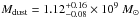 \hbox{$M_{\rm dust}=1.12^{+0.16}_{-0.08} \times 10^9~ M_\odot$}