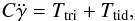 \begin{eqnarray} \C \ddot{\gam}= \Ttriax+ \Ttide, \end{eqnarray}