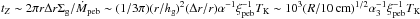 \hbox{$t_Z \sim 2\pi r \Delta r \sigg/\dot{M}_{\rm peb} \sim (1/3\pi) (r/\hg)^2(\Delta r/r)\alpha^{-1}\xi_{\rm peb}^{-1} T_{\rm K} \sim 10^3 (R/10\,{\rm cm})^{1/2} \alpha_3^{-1}\xi_{\rm peb}^{-1} T_{\rm K}$}