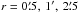 \hbox{$r = 0\farcm5,\, 1\arcmin,\, 2\farcm5$}