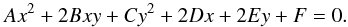 \appendix \setcounter{section}{1} \begin{equation} Ax^2+2Bxy+Cy^2+2Dx+2Ey+F=0. \end{equation}