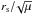 \hbox{$r_{\rm s}/\!\sqrt{\mu}$}