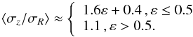 \begin{equation} \czcrm \approx \left\{ \begin{array}{ll} \Oo 1.6\varepsilon + 0.4\,, \varepsilon\leq0.5 \\ \Oo 1.1\,, \varepsilon>0.5 .\\ \end{array} \right. \end{equation}