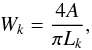 \begin{equation} \label{width} W_k=\frac{4A}{\pi L_k}, \end{equation}
