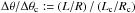 \hbox{$\Delta \theta/\Delta \theta_{\rm c} := \left(L/R\right)/\left(L_{\rm c}/R_{\rm c}\right)$}