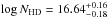 \hbox{$\log N_{\rm HD} = 16.64^{+0.16}_{-0.18}$}