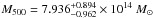 \hbox{${M_{500}} = 7.936^{+0.894}_{-0.962} \times 10^{14}~M_{\odot}$}