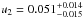 \hbox{$u_2 = 0.051_{-0.015}^{+0.014}$}