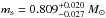 \hbox{$m_{\rm s} = 0.809^{+0.020}_{-0.027}~M_\odot$}