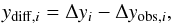\begin{equation} \label{Eq:yrel} y_{{\rm diff},i}=\Delta y_i - \Delta y_{{\rm obs},i}, \end{equation}