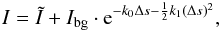 \appendix \setcounter{section}{2} \begin{equation} I=\tilde{I}+I_{\rm{bg}}\cdot{\rm e}^{-k_0 \Delta s- \frac{1}{2}k_1 (\Delta s)^2}, \end{equation}