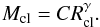 \begin{equation} M_{\rm{cl}} = C R_{\rm{cl}}^{\gamma}. \label{Eq:MassSize} \end{equation}
