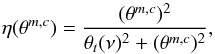 \begin{equation} \label{myXCLASS:BeamFillingFactor} \eta(\theta^{m,c}) = \frac{(\theta^{m,c})^2}{\theta_t(\nu)^2 + (\theta^{m,c})^2}, \end{equation}