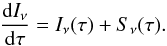 \appendix \setcounter{section}{2} \begin{equation} \label{DE:dI} \frac{\mathrm{d} I_{\nu}}{\mathrm{d} \tau} = I_{\nu}(\tau) + S_{\nu}(\tau). \end{equation}