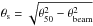 \hbox{$\theta_{\rm s}=\sqrt{\theta_{\rm 50}^{2} - \theta_{\rm beam}^{2}}$}