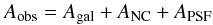 \appendix \setcounter{section}{1} \begin{equation} \label{eq:a1} A_{{\rm obs}}=A_{{\rm gal}}+A_{{\rm NC}}+A_{{\rm PSF}}\, \end{equation}