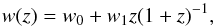 \begin{equation} w(z) =w_0 + w_{1} z (1 + z)^{-1} , \label{cpleos} \end{equation}