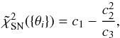 \begin{equation} \label{eq: sn_chi_mod} \tilde{\chi}^{2}_{\mathrm{SN}}(\{\theta_{i}\}) = c_{1} - \frac{c^{2}_{2}}{c_{3}}, \end{equation}