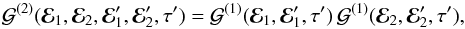 \appendix \setcounter{section}{2} \begin{equation} \mathcal{G}^{(2)} (\bR_{1} , \bR_{2} , \bR_{1}' , \bR_{2}' , \tau') = \mathcal{G}^{(1)} (\bR_{1} , \bR_{1}' , \tau') \, \mathcal{G}^{(1)} (\bR_{2} , \bR_{2}' , \tau') , \label{factorisation_G2} \end{equation}