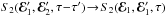 \hbox{${ S_{2} (\bR_{1}' , \bR_{2}', \tau \!-\! \tau') \!\to\! S_{2} (\bR_{1} , \bR_{1}' , \tau) }$}
